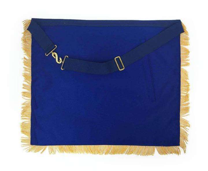 Navy Blue Apron Master Mason Square G  Pillars Freemasons Gold Fringe - Image 3