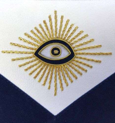 Masonic MASTER MASON Hand Embroidered Apron with square compass with G Navy
