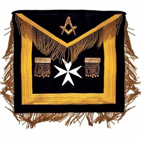MOST WORSHIPFUL MALTA REGULATION APRON – BLACK WITH MALTESE CROSS
